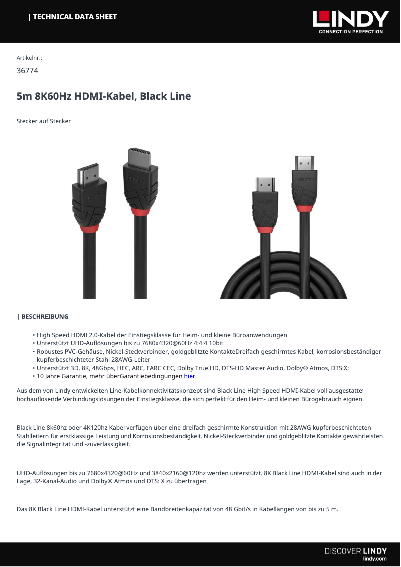 Page 1 de la notice Manuel utilisateur Lindy 36774