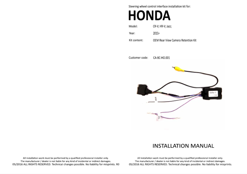 Page n°1 - Manuel utilisateur Pioneer CA-BC-HO.001