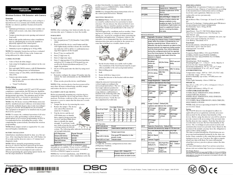 Page 1 de la notice Manuel utilisateur DSC PG9944