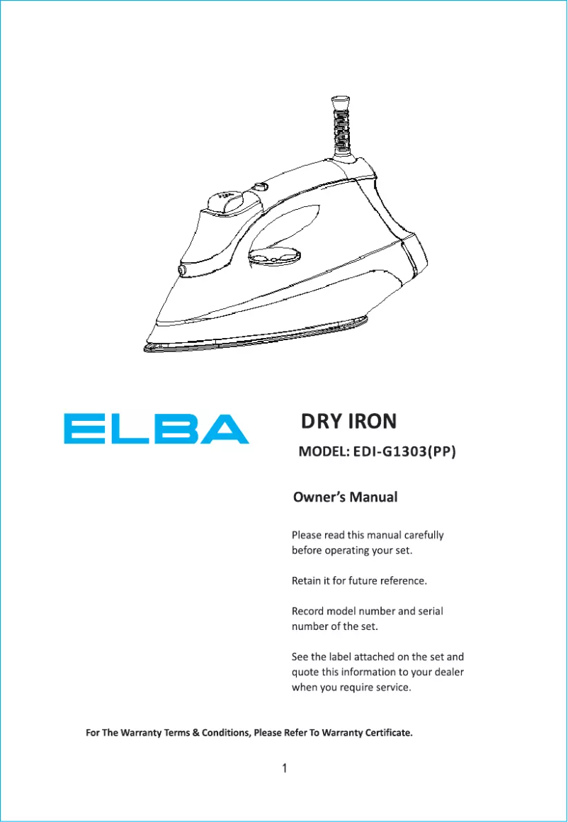 Image de la première page du manuel de l'appareil EDI-G1303(PP)