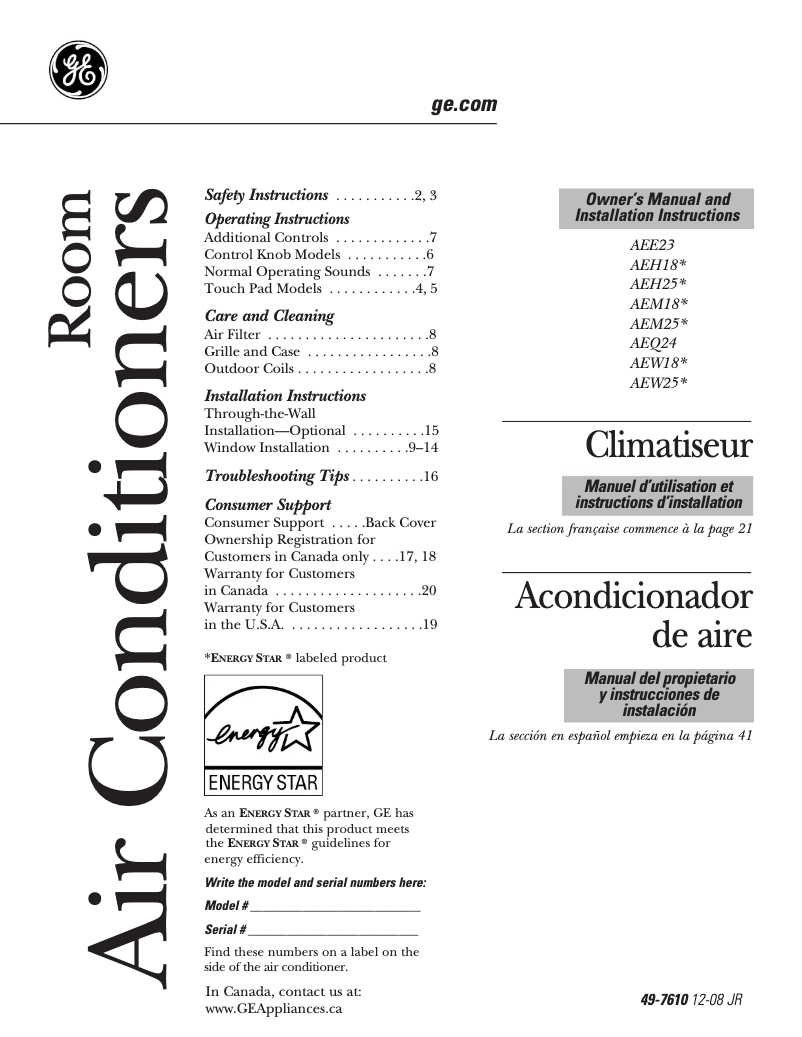 Imagen de la primera página del manual del dispositivo AEM25DM