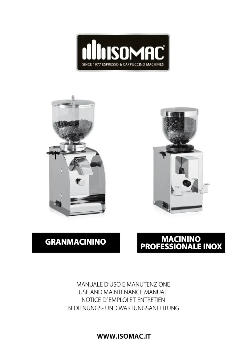 Page n°1 - Manuel utilisateur Isomac Granmacinino