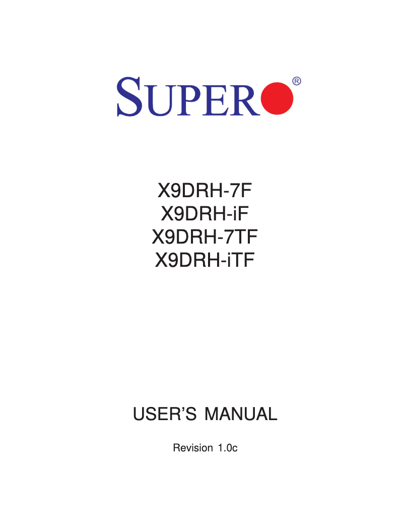 Page 1 de la notice Manuel utilisateur Supermicro X9DRH-7F