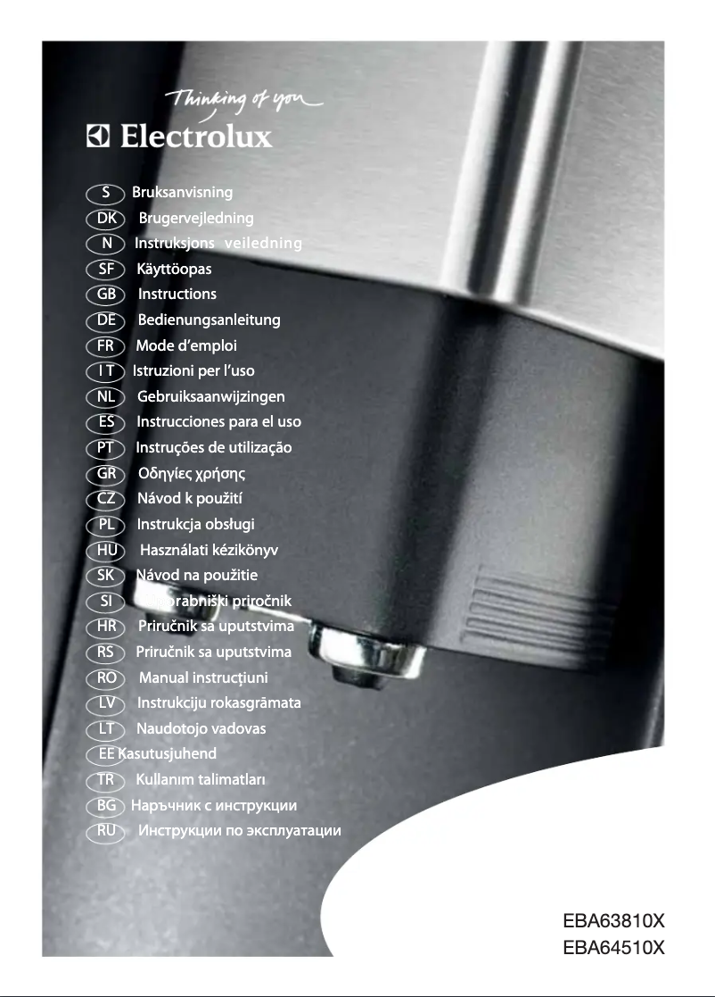Page 1 de la notice Manuel utilisateur Electrolux EBA63810X
