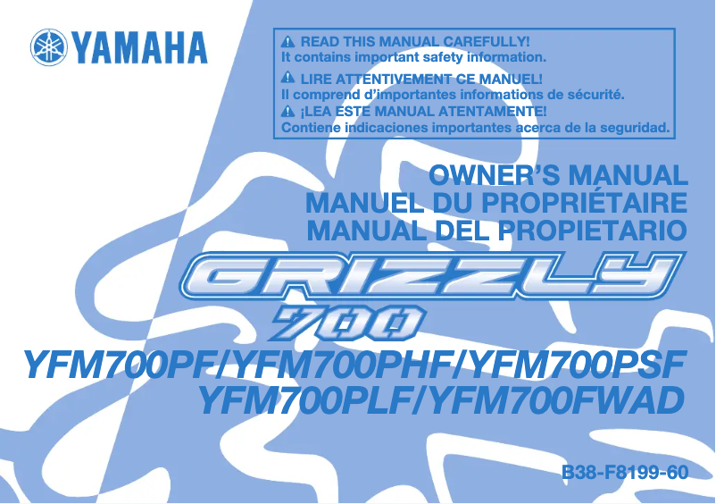 Page n°1 - Manuel utilisateur Yamaha Grizzly 700 (2015)