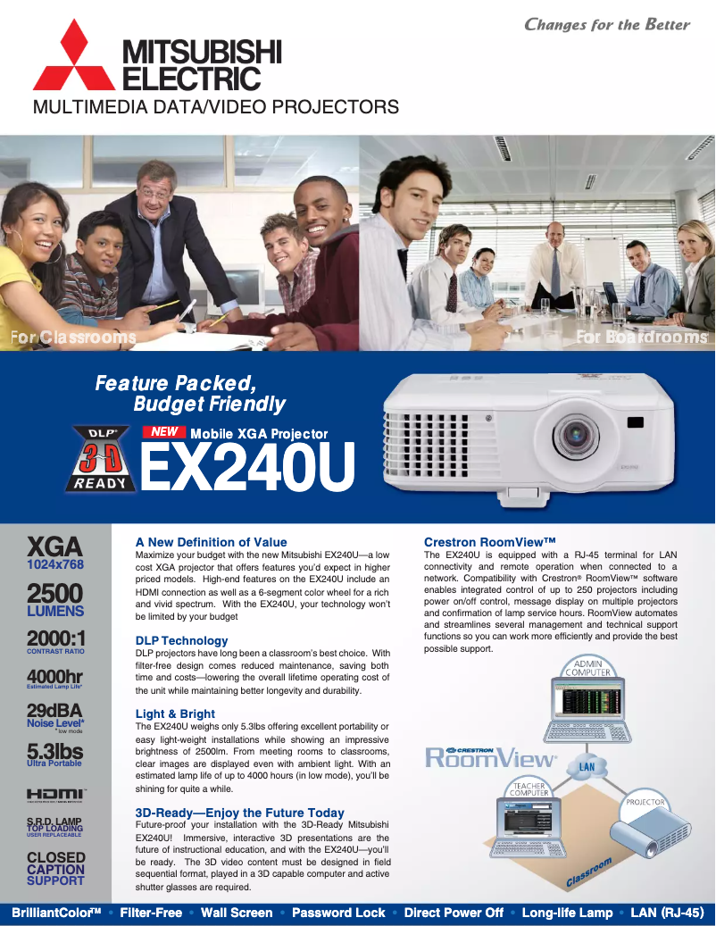 Page 1 de la notice Fiche technique Mitsubishi EX240U