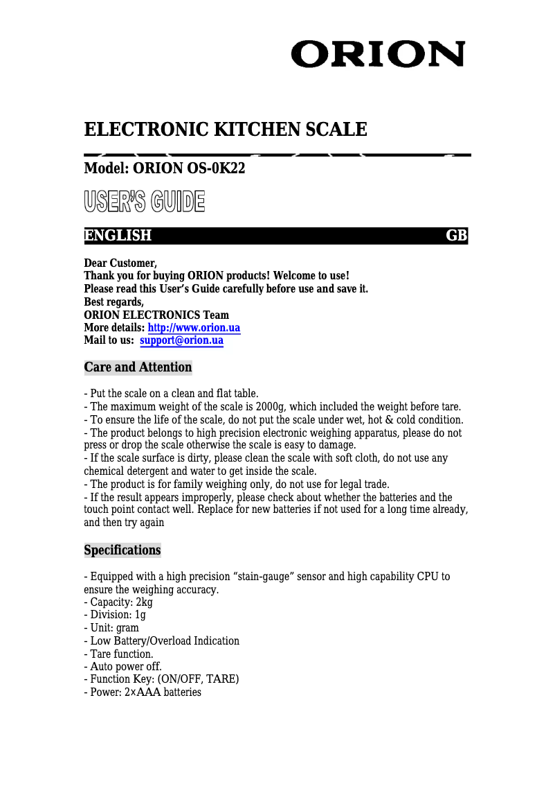 Image de la première page du manuel de l'appareil OS-0K22