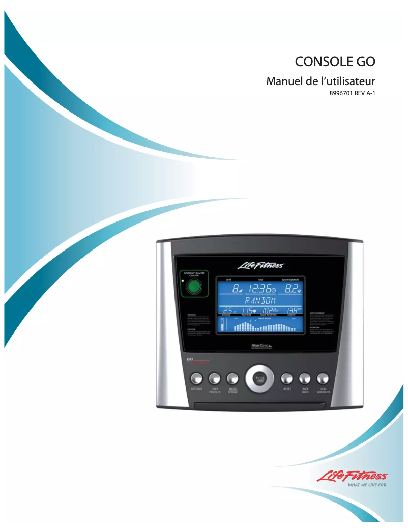 Page 1 de la notice Manuel utilisateur Life Fitness X1 Go
