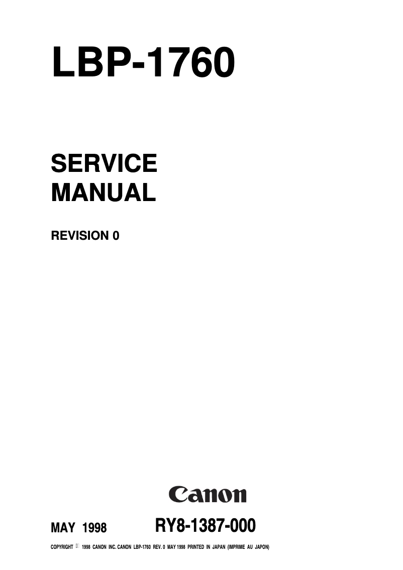 Page 1 de la notice Manuel utilisateur Canon i-SENSYS LBP1760