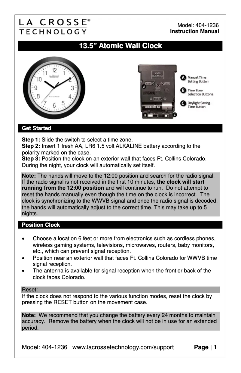 Page n°1 - Manuel utilisateur La Crosse Technology 404-1236