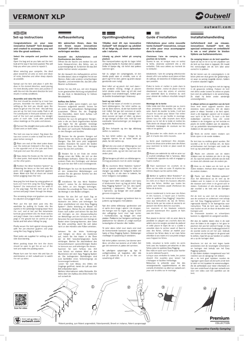 Image de la première page du manuel de l'appareil Premium Vermont XLP