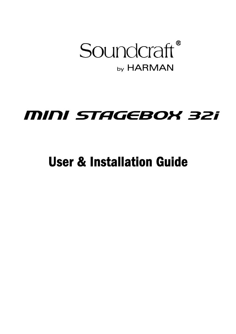 Page n°1 - Manuel utilisateur Soundcraft Mini Stagebox 32i