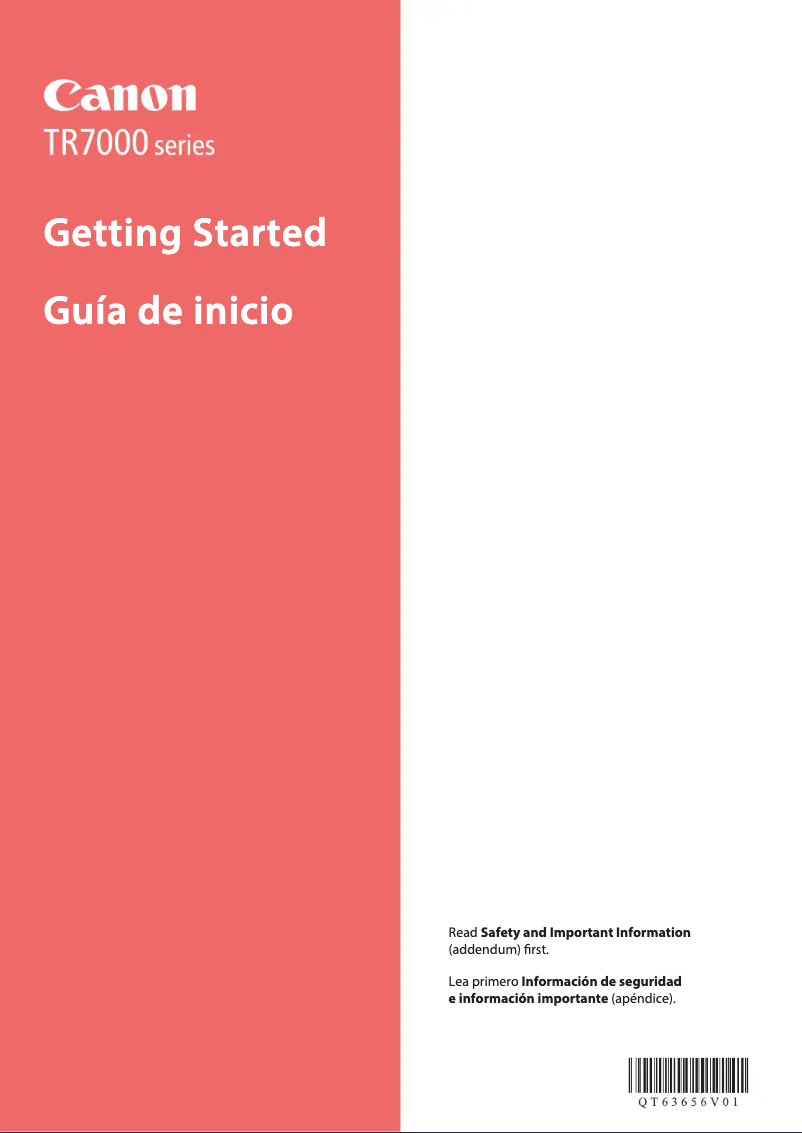 Page 1 de la notice Manuel utilisateur Canon Pixma TR7022a