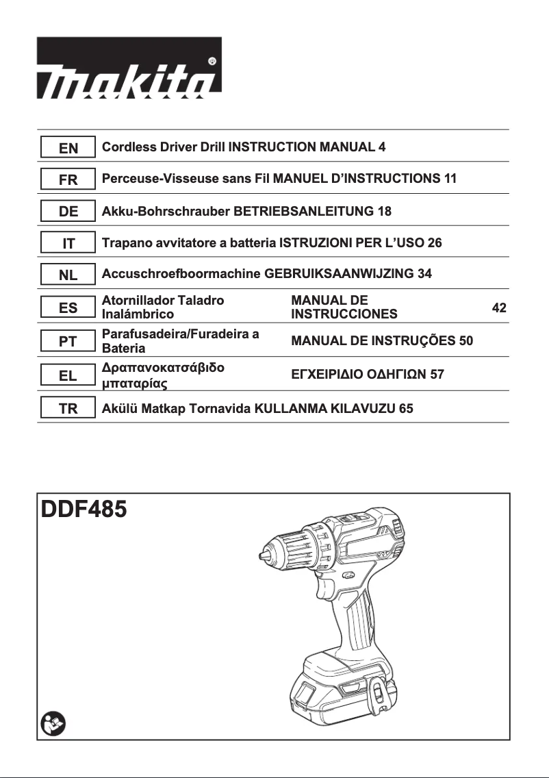Page n°1 - Manuel utilisateur Makita DDF485