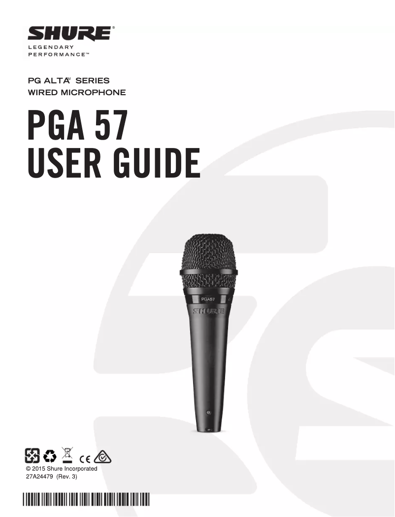 Image de la première page du manuel de l'appareil PGA57-XLR