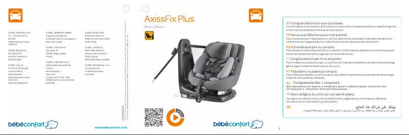 Page 1 de la notice Manuel utilisateur Bebe Confort AxissFix Plus