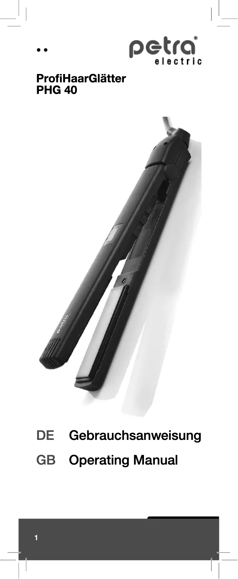 Page 1 de la notice Manuel utilisateur Petra Electric PHG 40