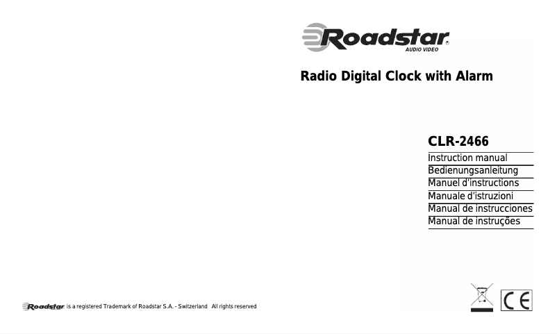 Page n°1 - Manuel utilisateur Roadstar CLR-2466