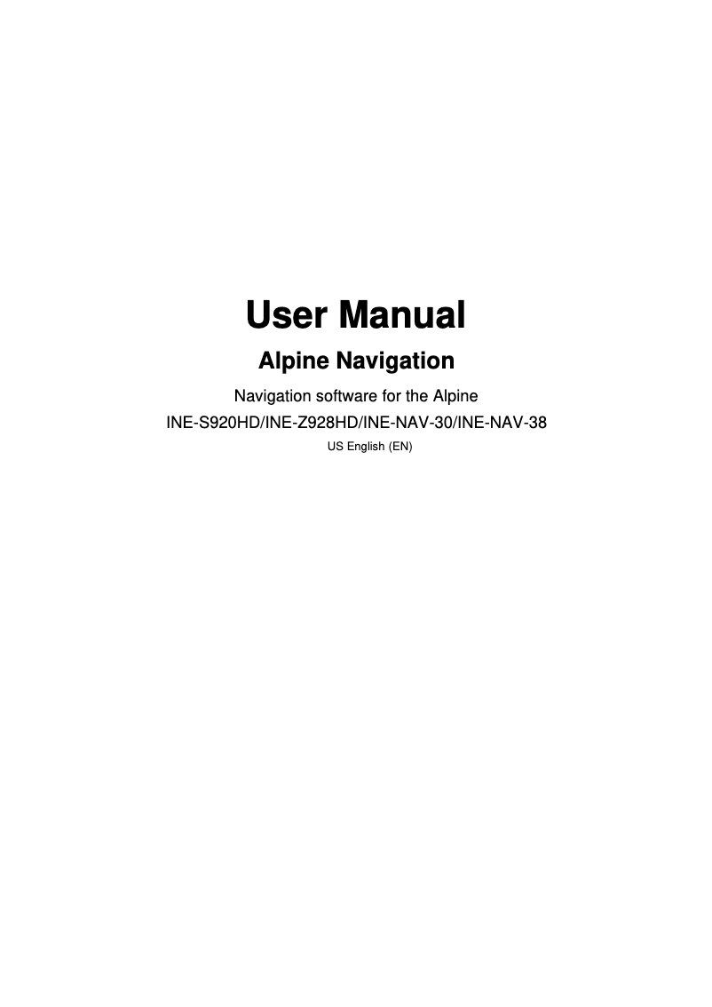 Page 1 of the manual User Manual Alpine INE-Z928HD