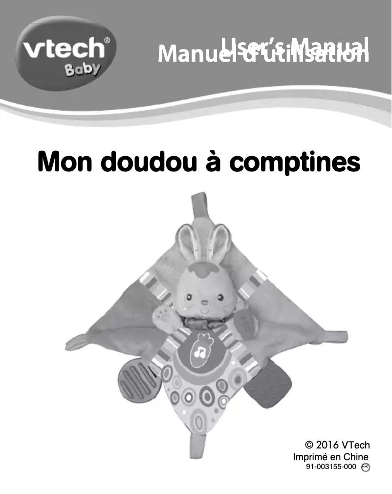 Page 1 de la notice Manuel utilisateur Vtech Mon doudou à comptines