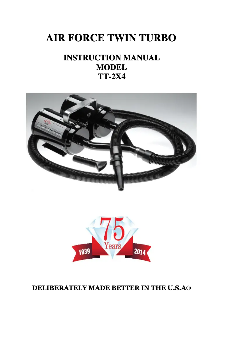 Image de la première page du manuel de l'appareil Air Force Twin Turbo TT-2X4