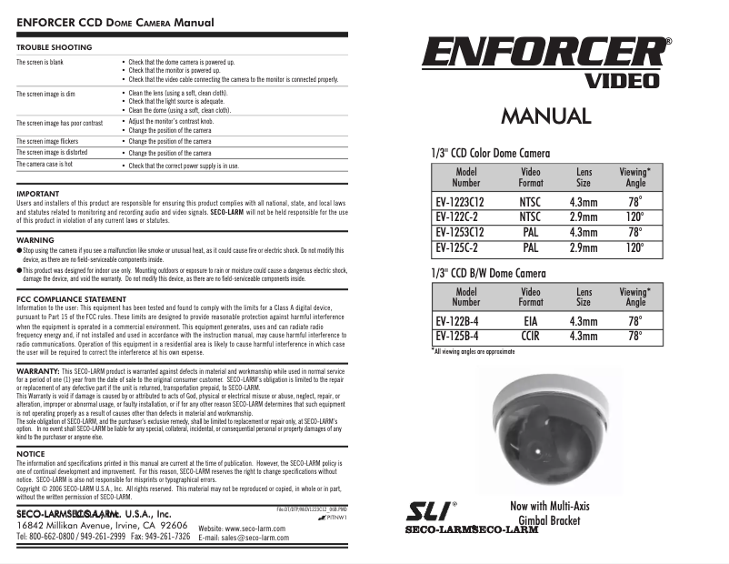 Page n°1 - Manuel utilisateur Enforcer EV-122B-4