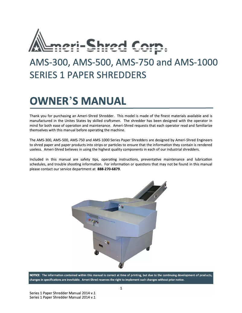 Página 1 del manual Manual de usuario Ameri-Shred AMS-500