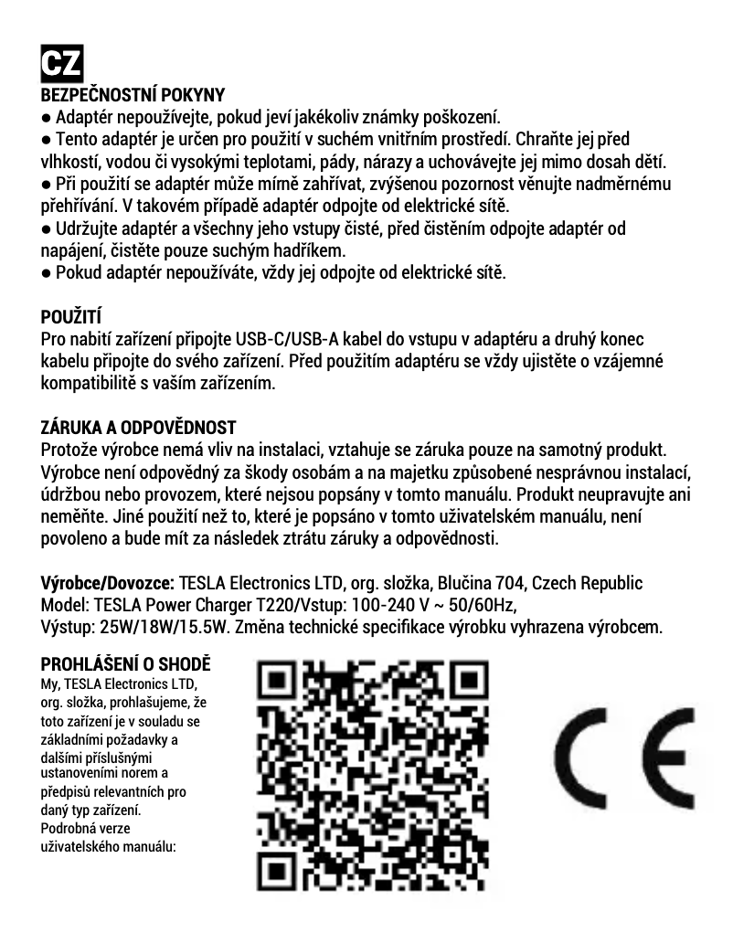 Page 1 de la notice Manuel utilisateur Tesla T220