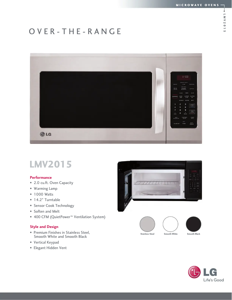 Page 1 de la notice Fiche technique LG LMV2015SW