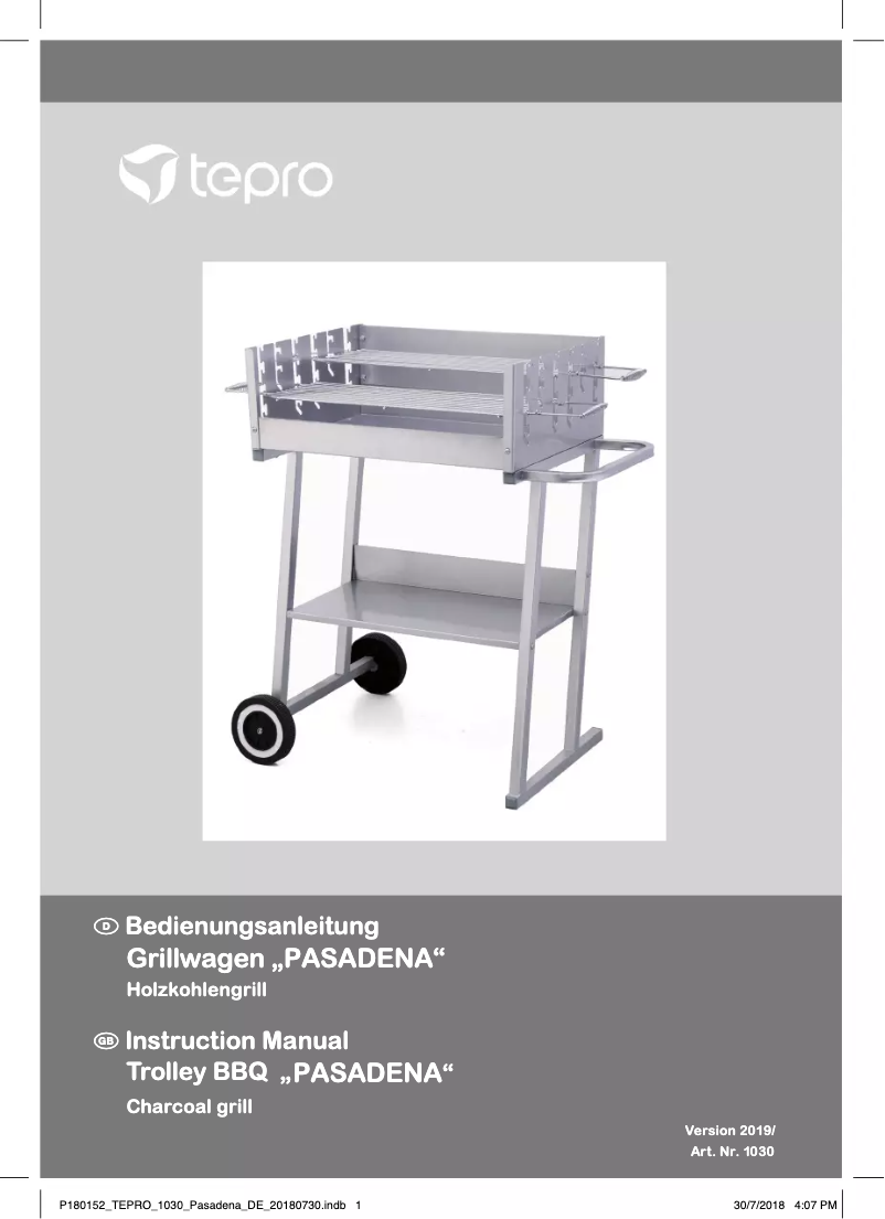 Image de la première page du manuel de l'appareil Pasadena 1030