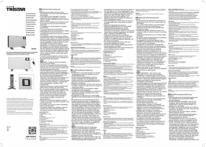 Page 1 de la notice Manuel utilisateur TriStar KA-5814