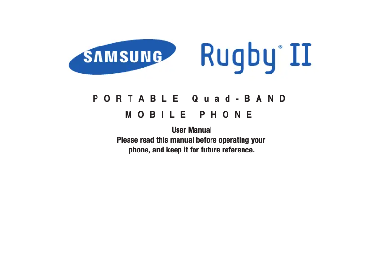 Page 1 de la notice Manuel utilisateur Samsung Rugby II