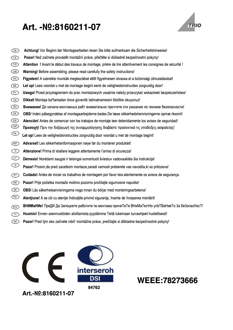 Image de la première page du manuel de l'appareil Marlon 8160211-07