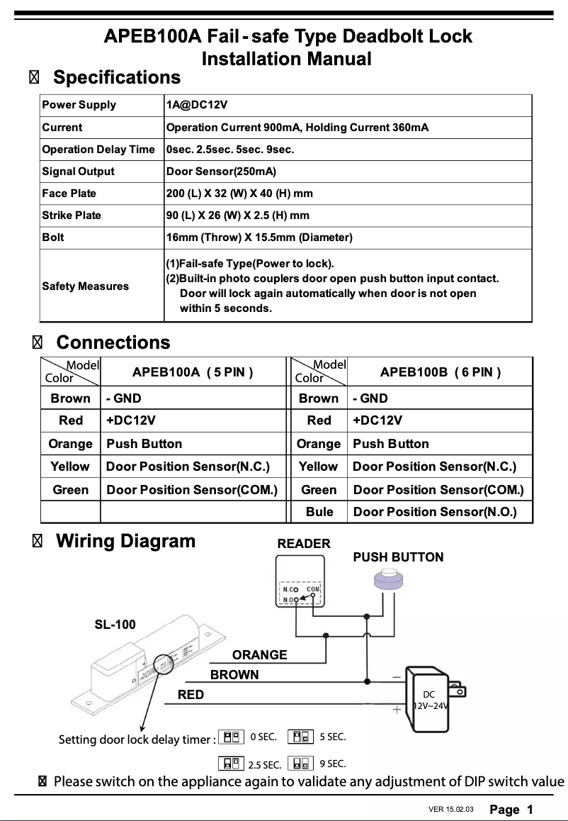 Page 1 de la notice Manuel utilisateur AccessPRO APEB100A