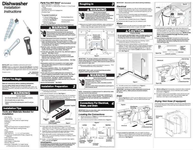 Page n°1 - Guide d'installation Frigidaire FGHD2465NB