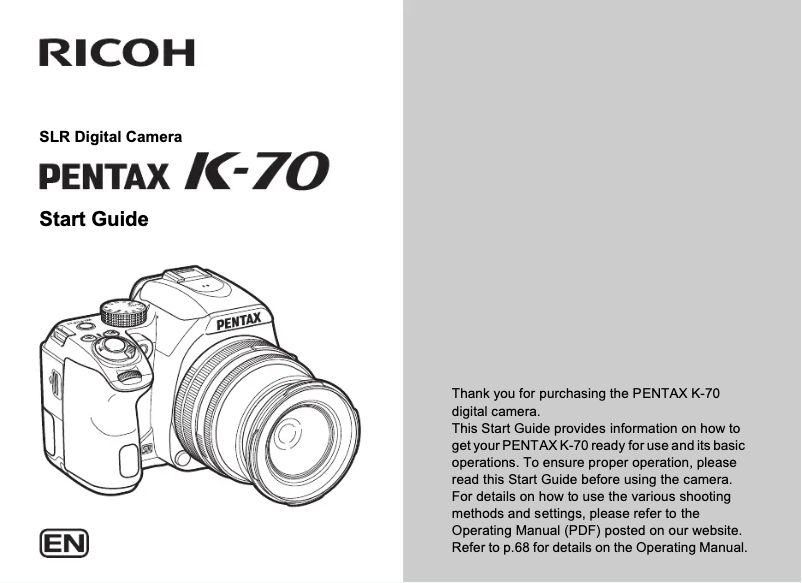 Página 1 del manual Guía de inicio rápido Pentax K-70