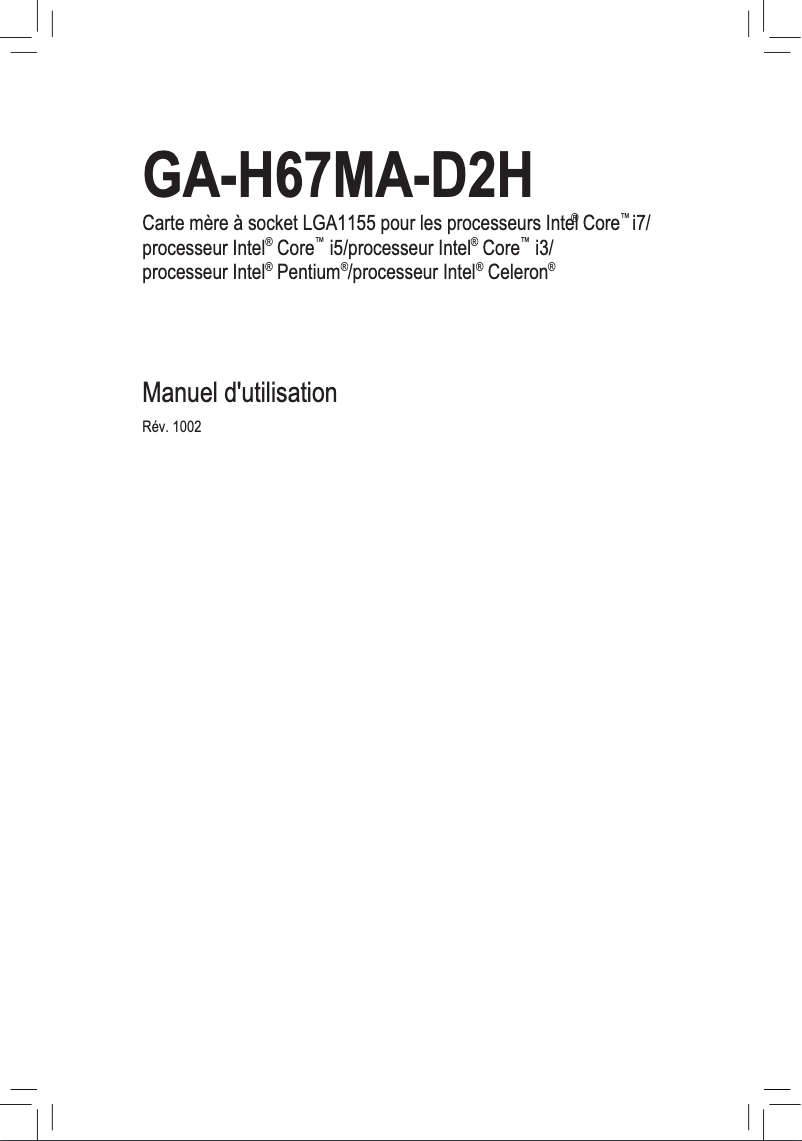 Page n°1 - Manuel utilisateur Gigabyte GA-H67MA-D2H