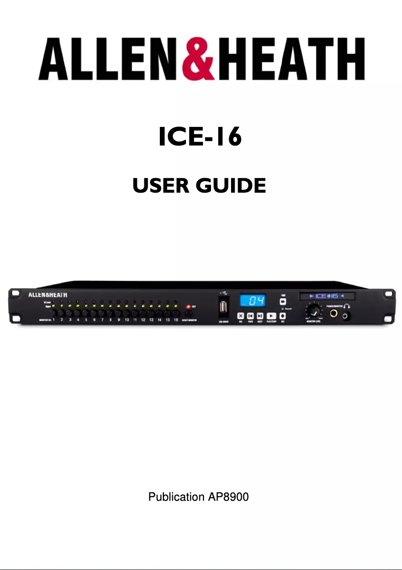Page n°1 - Manuel utilisateur Allen & Heath ICE-16