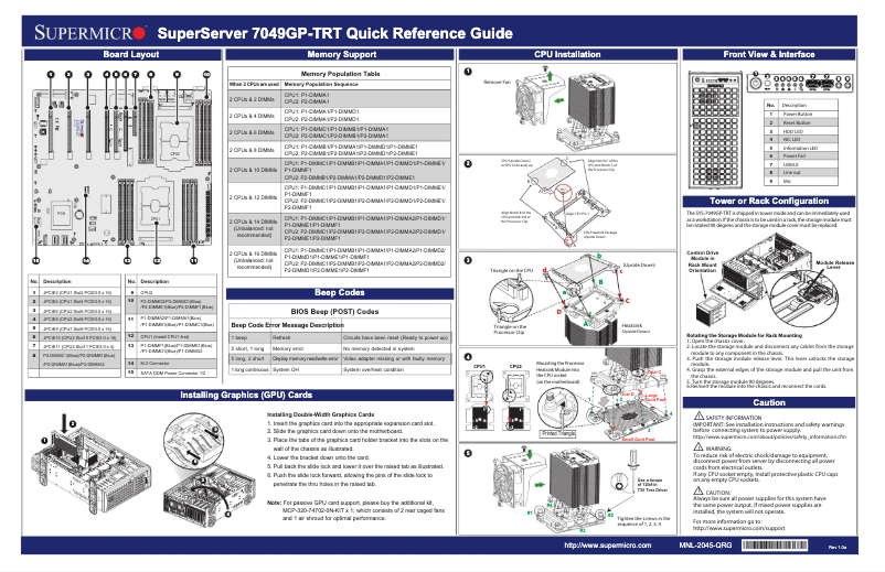 Page 1 de la notice Guide de démarrage rapide Supermicro SuperWorkstation 7049GP-TRT