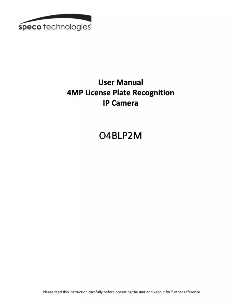 Page 1 of the manual User Manual Speco Technologies O4BLP2M