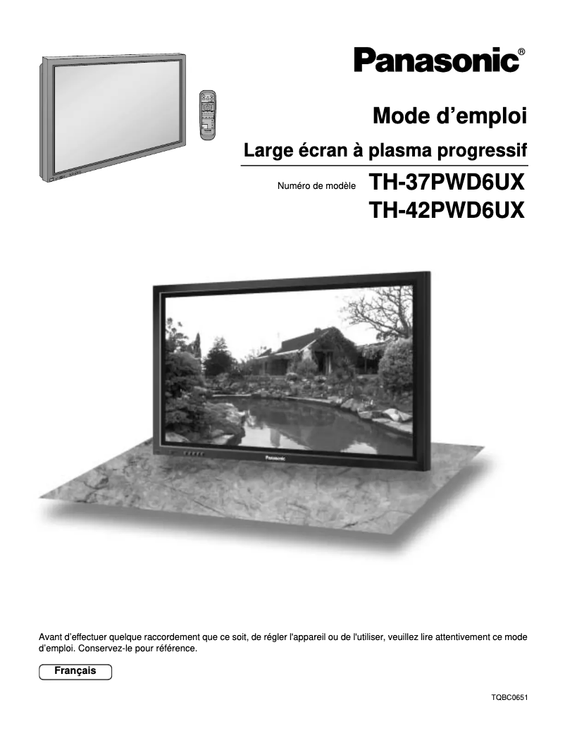 Image de la première page du manuel de l'appareil TH-42PWD6UX