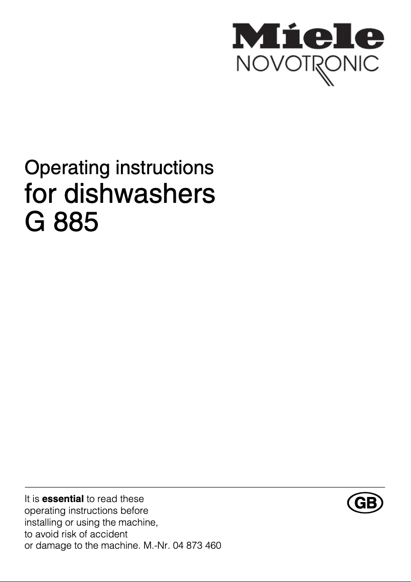 Página 1 del manual Manual de usuario Miele G 885