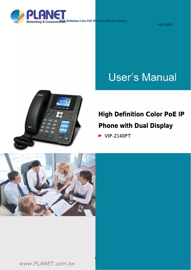 Page 1 de la notice Manuel utilisateur Planet VIP-2140PT