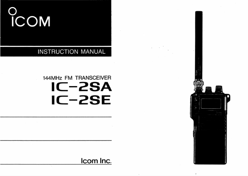 Page n°1 - Manuel utilisateur ICOM IC-2SA