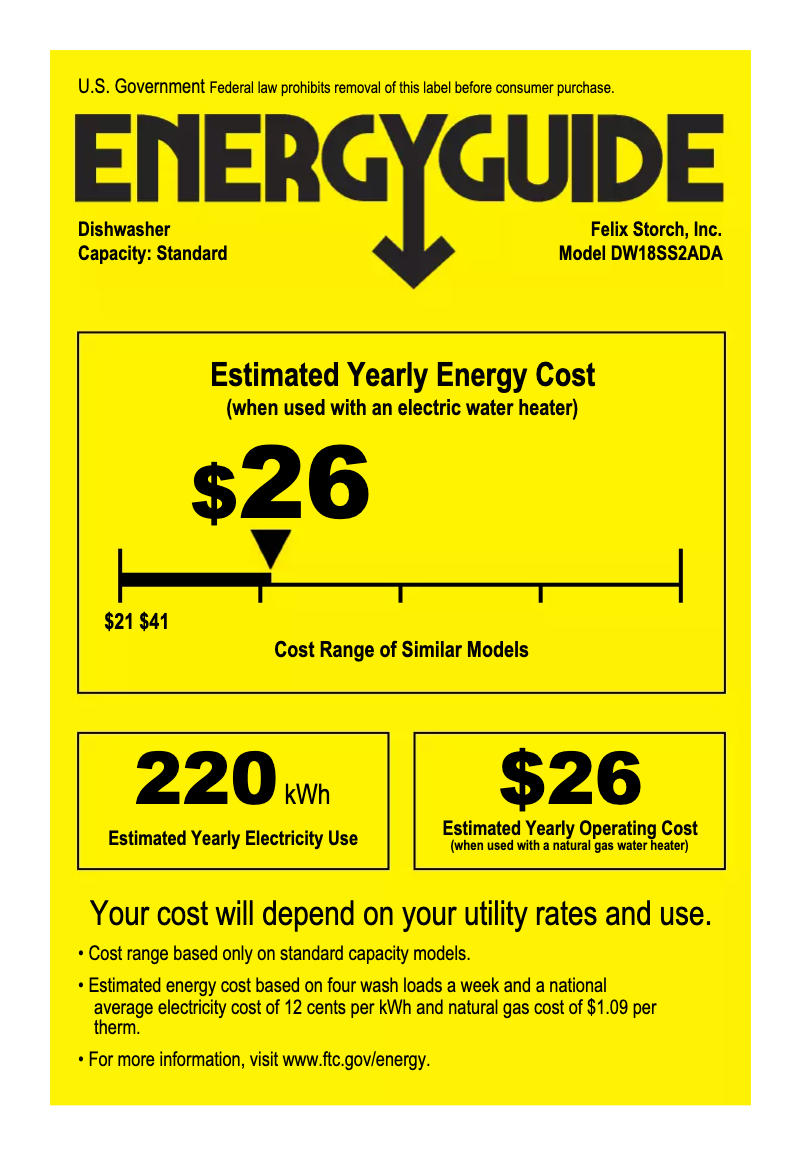 Page 1 de la notice Label énergétique Summit DW182