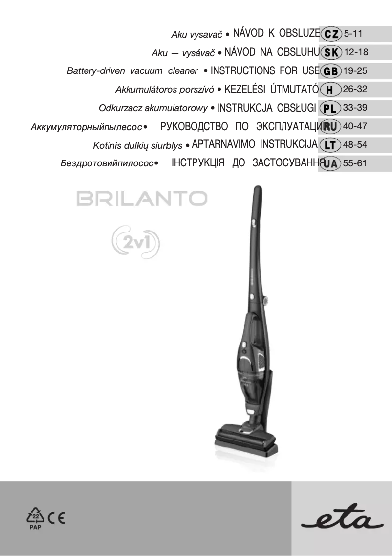 Page n°1 - Manuel utilisateur Eta 043990000