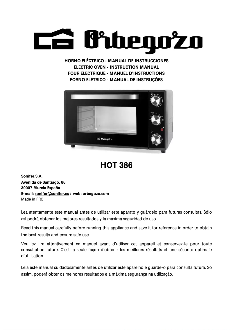 Image de la première page du manuel de l'appareil HOT 386