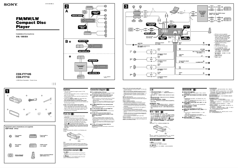 Page 1 de la notice Guide d'installation Sony CDX-F7710S