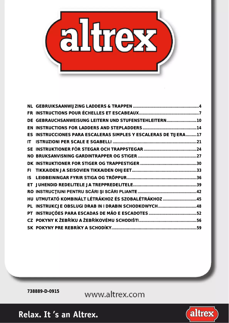 Page n°1 - Manuel utilisateur Altrex Atlantis ATR 3077