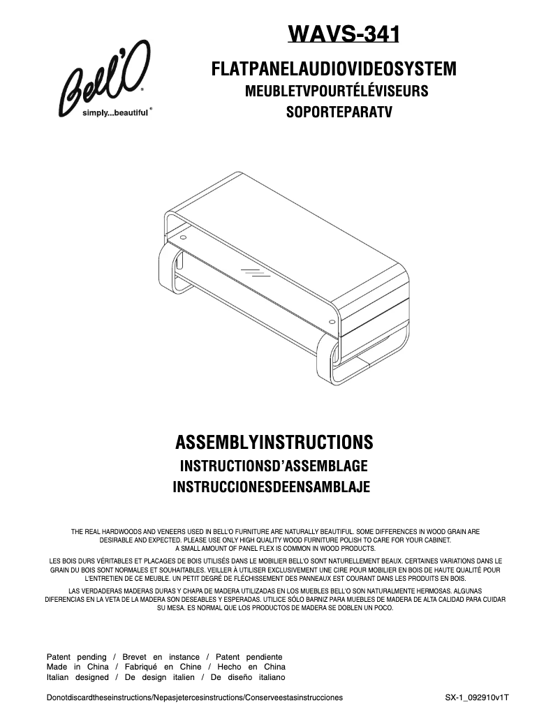 Page n°1 - Manuel utilisateur Bell'O WAVS-341